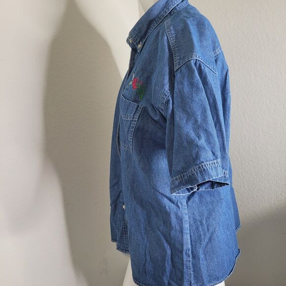 Blue Generation large button front embroidered humming birds flower pocket - Picture 12 of 15